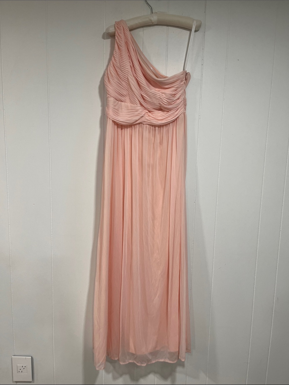Women's One-Shoulder Pleated Maxi Dress in Peach 10 Bridesmaids